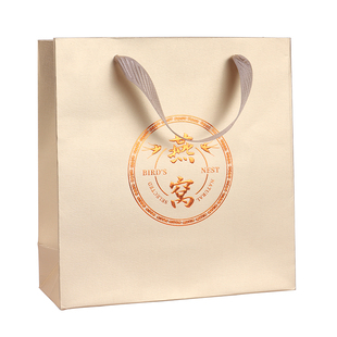 金色燕窝手提袋纸袋加厚礼袋滋补品礼品袋手拎袋烫金送礼包装袋
