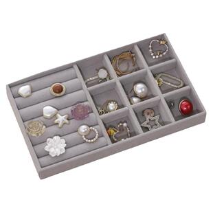 放抽屉首饰收纳盒绒布托盘斗柜珠宝耳钉耳环戒指项链收纳盘可拆卸