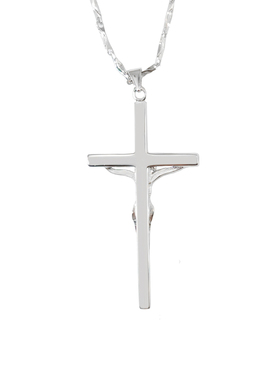 免费刻字通体纯银欧美十字架项链