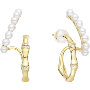 HEFANG何方竹节双层耳环耳夹国风新中式轻奢耳钉饰品新年礼物