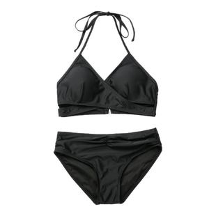 新款泳衣女黑色性感聚拢三点式模特空乘表演显腿长艺考比基尼泳装