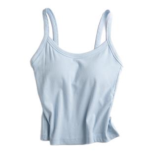 靴下物粉色夏季吊带女内搭可外穿艺术生纯棉打底背心一体式带胸垫