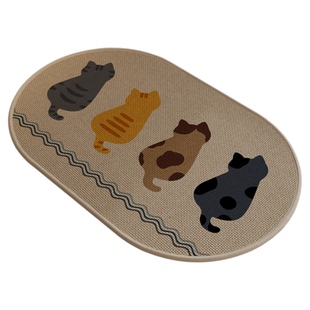 卡通亚麻浴室地垫椭圆吸水卫生间门口脚垫厕所洗手间防滑耐脏地毯