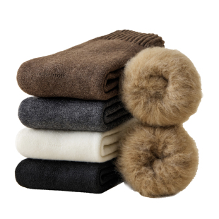 厚羊毛袜子男秋冬中筒袜加绒加厚男士东北防寒保暖毛绒袜超厚长袜