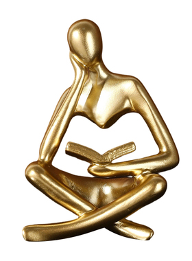 创意小众抽象人物看书摆件客厅电视柜书房书架高级感艺术装饰品