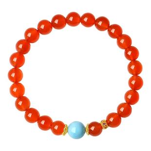 天然保山南红冰红手串女海纹石转运珠手链珠子串珠玛瑙新中式手饰