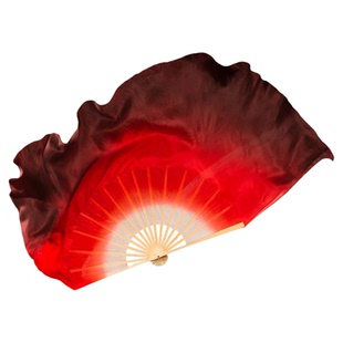 扇子舞蹈扇铭记真丝双面酒红渐变秧歌扇大扇子古典舞跳舞演出绸扇