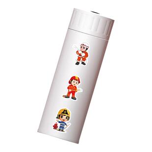 60张卡通消防员消防器材安全宣传可爱儿童文具水杯防水手账小贴纸