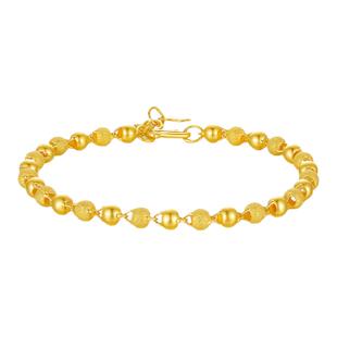 周大生黄金手链女计价足金光砂珠金链子转运珠手串生日礼物送女友