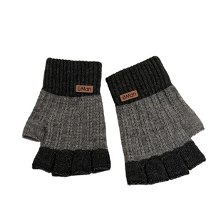 毛线针织半指手套男秋冬季露指学生写字打字骑行触屏保暖漏指手套