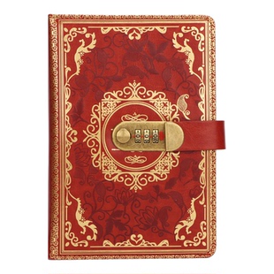 复古风密码本带锁日记本简约文艺精致男女孩密码锁笔记本子高颜值