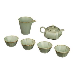 手工汝窑方壶茶具套装家用礼盒装景德镇陶瓷礼品中式青瓷仿古瓷器