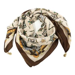 百变磁扣丝巾女项链懒人围巾吊坠方巾棉麻围脖护颈三角巾百搭领巾