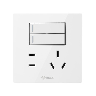 公牛两开五孔插座带开关双开开关G12二开双控5孔面板暗装86型家用