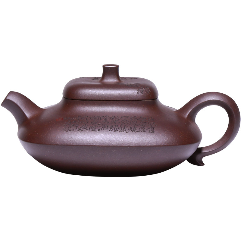和泥有缘复古紫砂刻绘茶壶