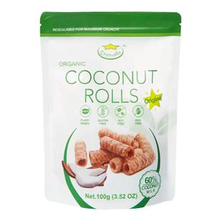 椰子卷无麸质无蛋奶饼干蛋卷零食无小麦碘盐有机纯素敏宝儿童桥本