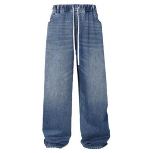 BJHG不计后果美式牛仔裤女冬季潮牌直筒重磅阔腿裤美式休闲裤子男