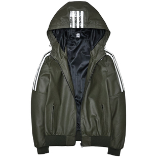 墨绿轻薄柔软头层绵羊真皮皮衣男女修身休闲连帽衫运动夹克外套阎