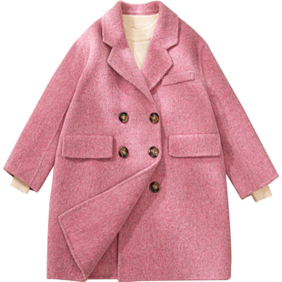 爵起女童双面羊绒大衣秋冬中长款儿童毛呢子外套厚纯羊毛洋气童装