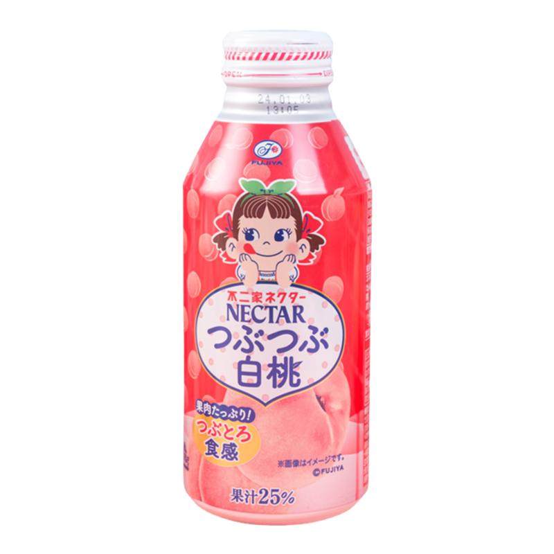 24瓶整箱】日本进口不二家白桃饮料水蜜桃果汁25%桃子380ml罐装