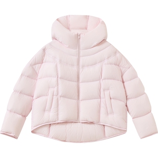 播商场同款粉色龟背羽绒服短款女冬新款连帽保暖外套BDS4RD3843