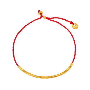 小金喜5G黄金红绳手链 足金吉祥福禄如意编绳手饰AFK0484