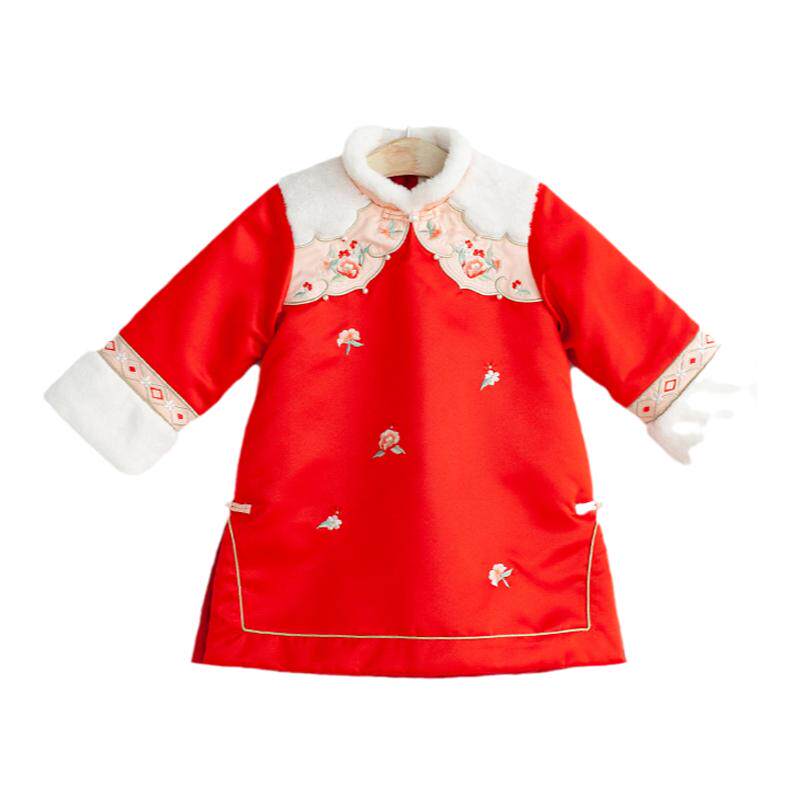 女童过年拜年服送头饰打底裤