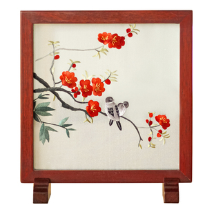 雅绣集湘绣非蜀绣苏绣手工刺绣红木摆件桌面双面绣新年礼品送礼