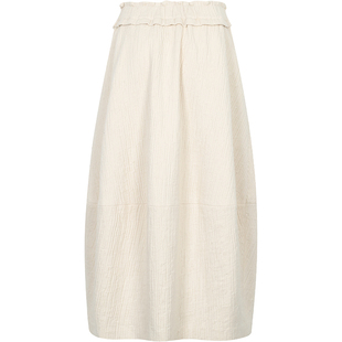 PaleBlueDot蓝点·原创设计师白色松紧腰羊毛肌理花苞半裙套装冬