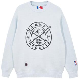 杰克琼斯2024秋季NBA联名掘金队舒适圆领纯棉针织衫毛衣男装