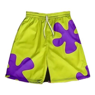 夏季薄款冰丝速干运动短裤沙滩裤宽松男女卡通情侣五分休闲沙滩裤