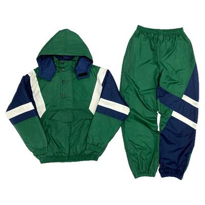 美式复古撞色拼接休闲运动套装