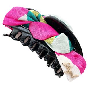 原创发饰复古印花高档发抓夹大号花朵盘发夹头饰韩国头花鲨鱼夹子