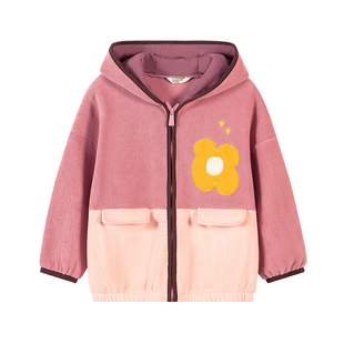 viciusss童装女童摇粒绒外套连帽拉链2025新款秋冬儿童毛毛上衣厚
