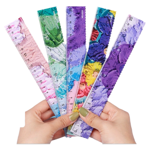 小鱼儿直尺子带波浪线直尺小学生格尺多功能专用20cm儿童可爱卡通图案塑料尺高颜值绘图测量刻度尺一年级