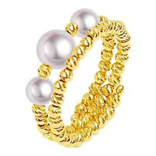 BEAUFINA百分娜Akoya海水珍珠戒指18k金弹簧戒指女明星博主同款