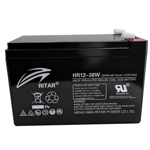 RITAR瑞达铅酸蓄电池HR12-38W消防12V9.0Ah电梯平层应急UPS电源