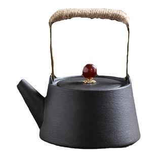 清仓便宜黑陶提梁茶壶陶瓷木柄侧把壶泡茶壶复古日式功夫茶具茶道