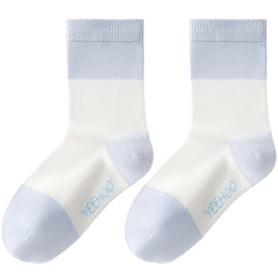英氏儿童袜子春季中筒袜【丝柔纺纱工艺】四季透气百搭无骨地板袜