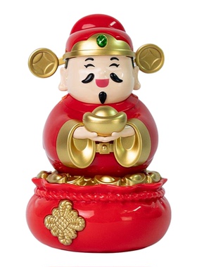 网红同款大号太阳能摇摆招财财神爷车载汽车摆件办公室桌面小摆件