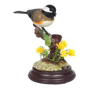 仿真煤山雀声控小鸟儿童感应玩具玄关桌面摆件鱼缸造景网红装饰品