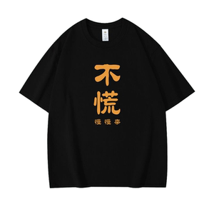 不慌慢慢来夏季趣味搞笑短袖t恤男潮牌宽松港风纯棉半袖大码衣服