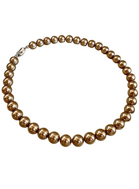 西大班美拉德咖色珍珠项链女