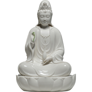 锵锵陶瓷观音菩萨佛像白瓷南海观音像家里供奉观音坐像观世音摆件