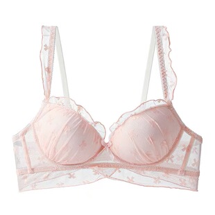 温柔纯欲蕾丝网纱内衣女小胸聚拢无钢圈防下垂舒适少女文胸