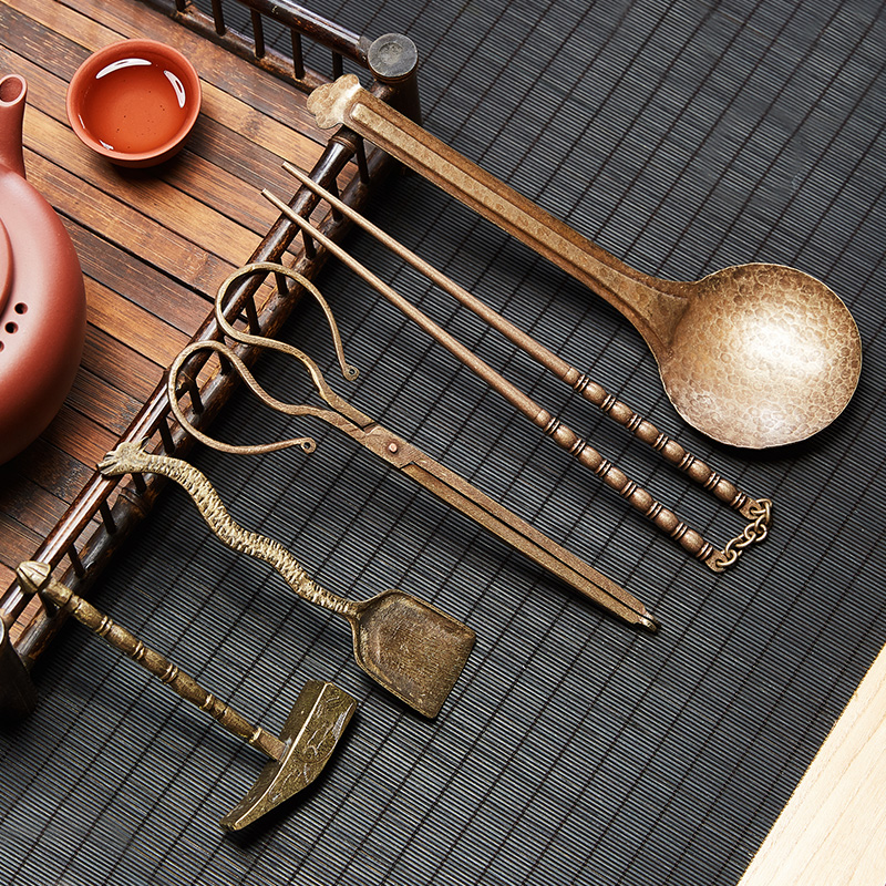 炭炉工具配件火钳铜炭夹铜剪炭铲铜铲子筷子铜锤子铜勺茶炉提梁架