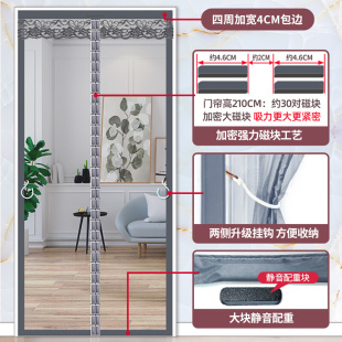 全磁条防蚊门帘大门夏季 家用纱门纱窗防蝇磁吸魔术贴磁性网纱自粘