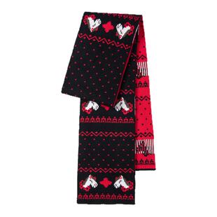 Herlian 2025秋冬新款小马提花针织围巾女圣诞红色氛围感百搭围巾