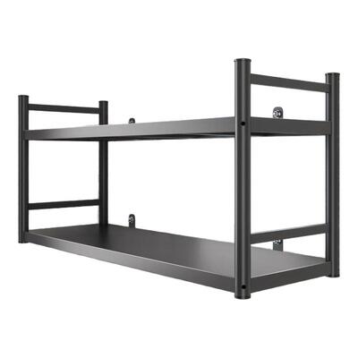 黑色围栏挂墙置物架加厚壁挂式收纳多层饭店微波炉厨房调料上墙架