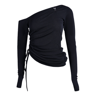 贝蒂2025新款拉丁舞练功服专用舞服女士舞衣时尚长袖斜肩上衣BD32